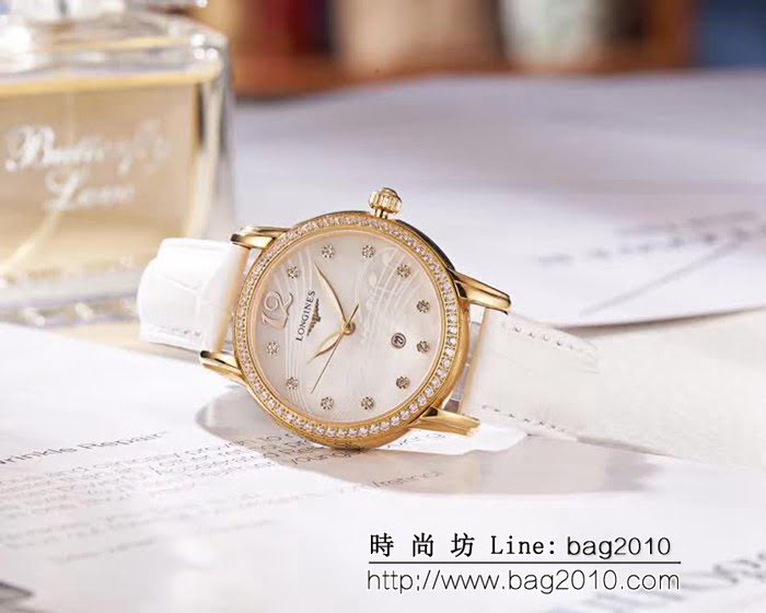LONGINES浪琴 音符波紋貝母面 輕奢風女士腕表 WSS0583
